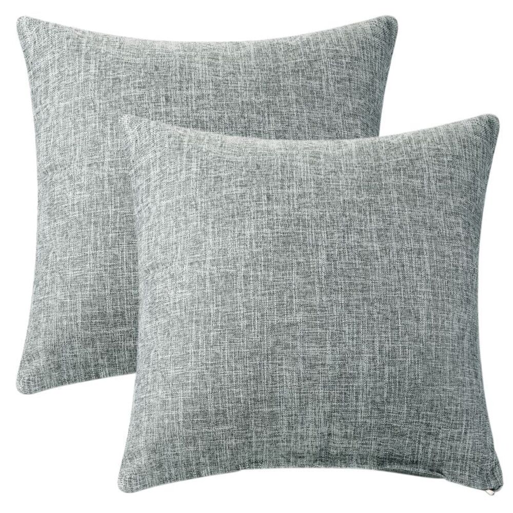 2pcs Throw Pillow Covers Square Sofa Cushion Case 20 x 20 Inch Dark Gray